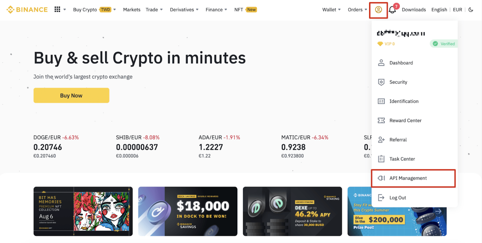 binance api sell